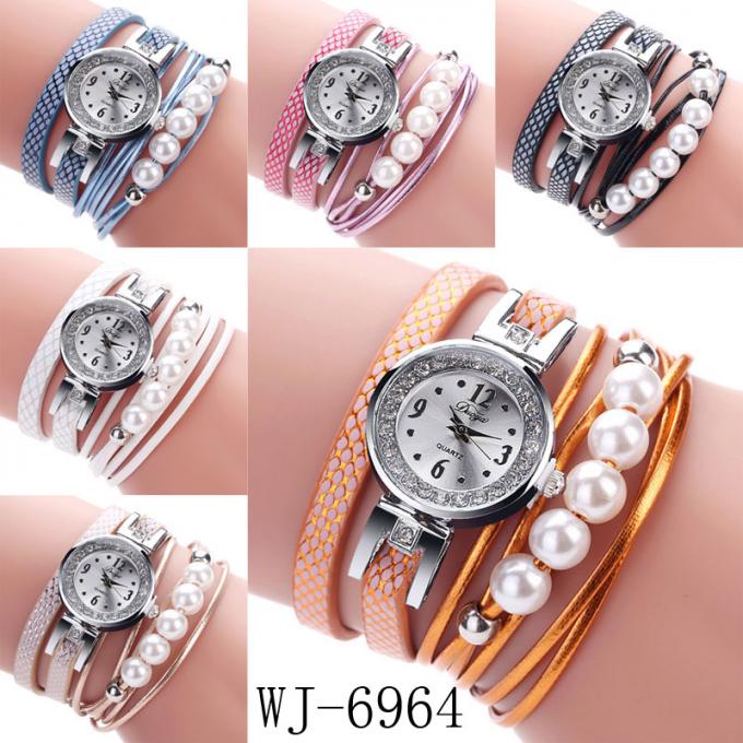 WJ-7029 أزياء الماس المرأة الساعات الزهور سوار ساعات المعصم جلدية الإسورة