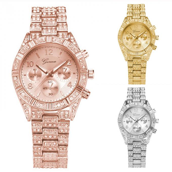 WJ-6433 ييوو مصنع الأسهم أزياء الذهب الفاخرة سيدة ساعة اليد سبيكة المرأة المعصم ووتش مجوهرات ساعات للإناث