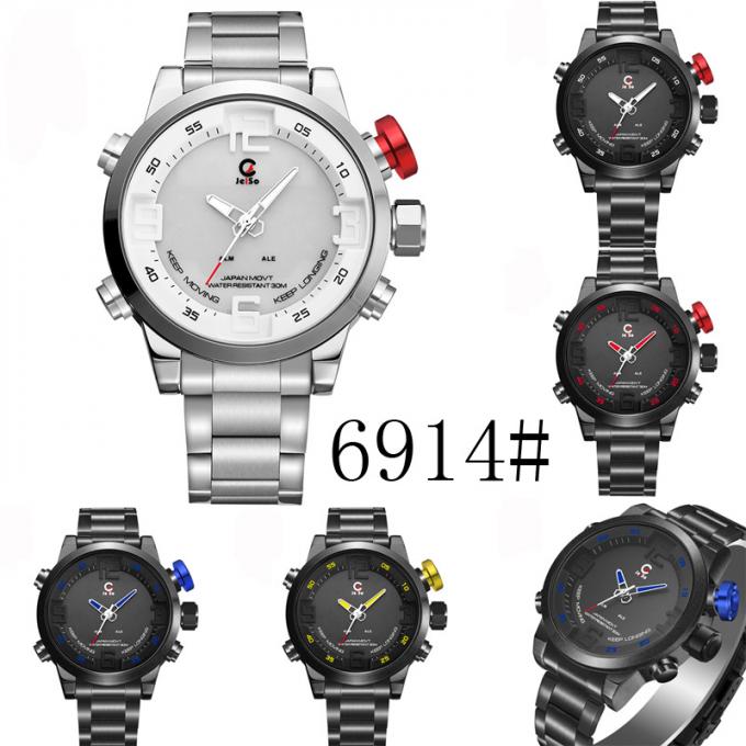 WJ-6308 Naviforce Day Date العلامة التجارية الكوارتز ساعة اليد اليابان Movt الرجال الساعات الفولاذ المقاوم للصدأ ووتش للماء