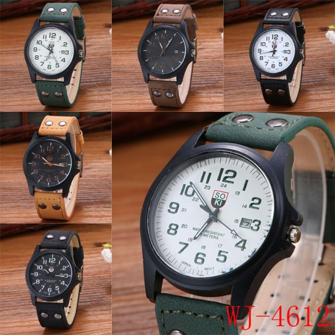 WJ-7126 China Wal-Joy watch مصنع الساخن بيع الجلود الرجال ساعات اليد وجه كبير بسيط عارضة المعصم